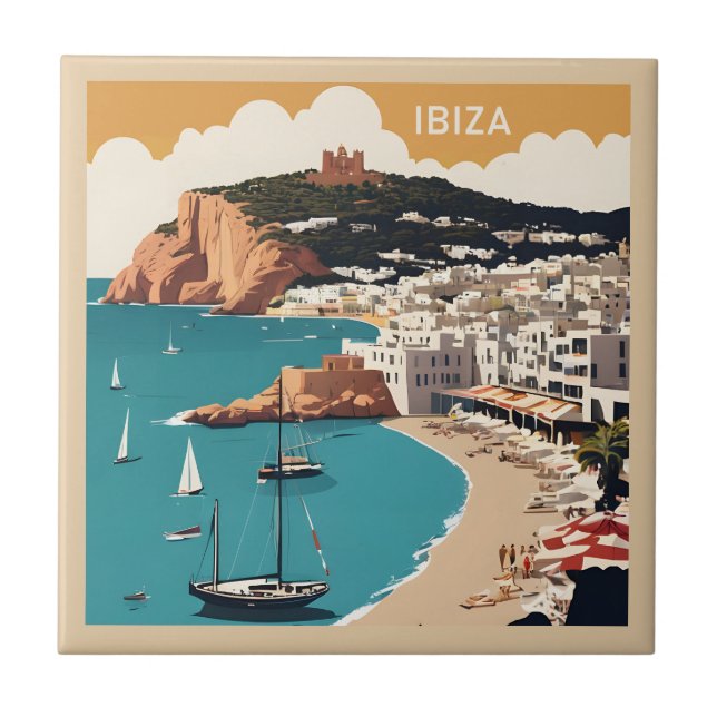 Ibiza, Spanien Reiseplakat Fliese (Vorderseite)