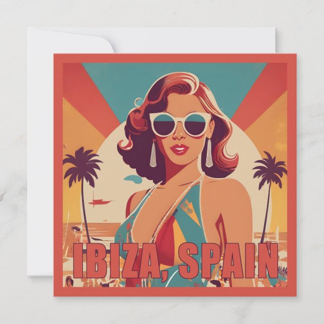 Ibiza, Spanien Reiseplakat Karte (Vorderseite)
