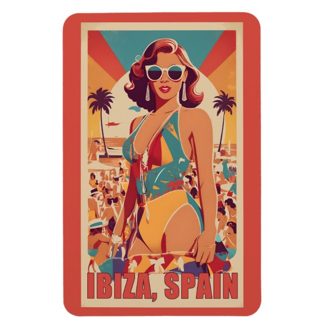 Ibiza, Spanien Reiseplakat Magnet (Vertikal)