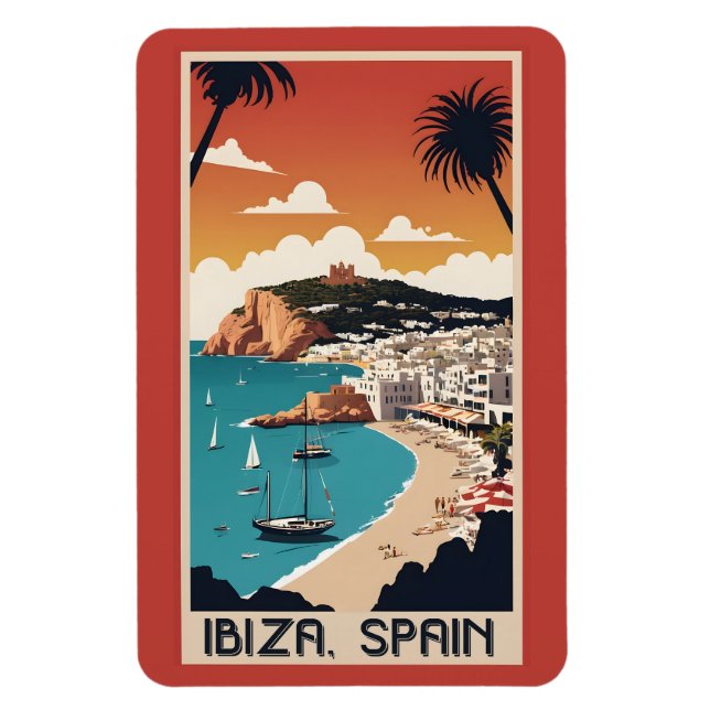 Ibiza, Spanien Reiseplakat Magnet (Vertikal)