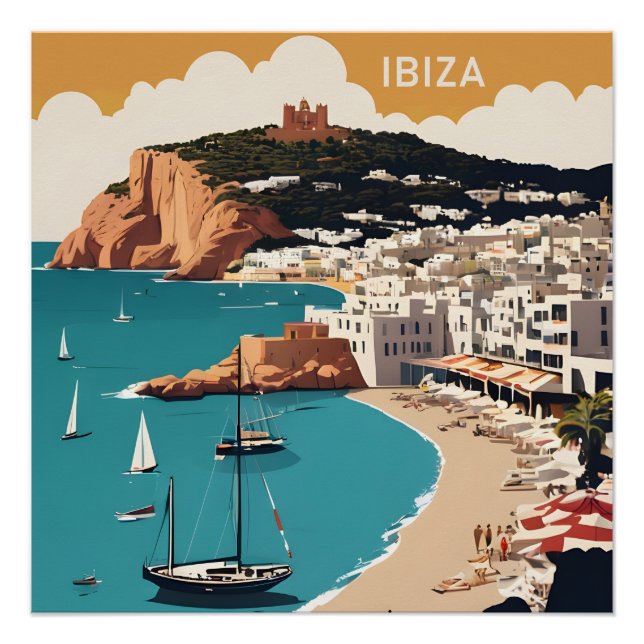 Ibiza, Spanien Reiseplakat Poster (Vorderseite)