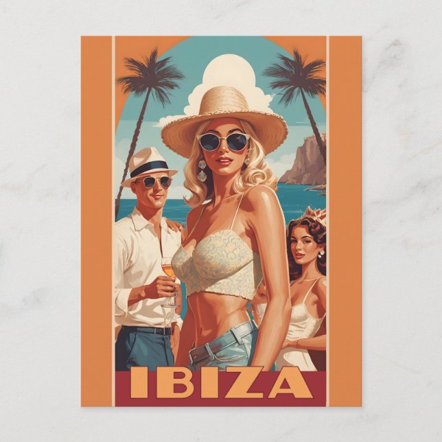 Ibiza, Spanien Reiseplakat Postkarte (Vorderseite)