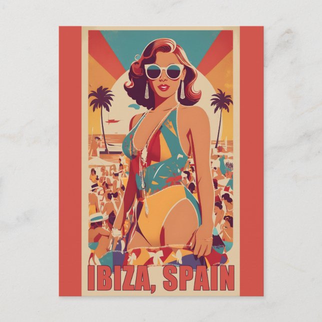 Ibiza, Spanien Reiseplakat Postkarte (Vorderseite)