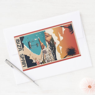Ibiza, Spanien Reiseplakat Rechteckiger Aufkleber