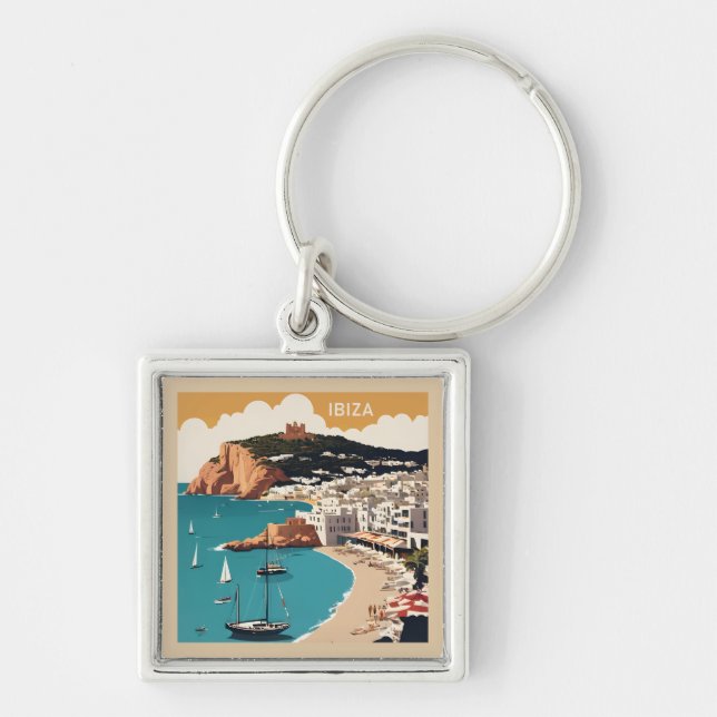 Ibiza, Spanien Reiseplakat Schlüsselanhänger (Vorne)