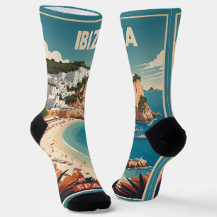 Ibiza, Spanien Reiseplakat Socken