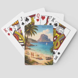 Ibiza Spanien Retro-Strandkunst – Vintage-Reise Spielkarten
