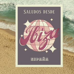 Ibiza Spanien retro vintage Party lila Postkarte