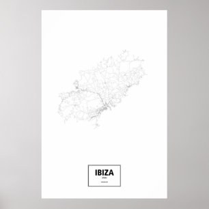 Ibiza, Spanien (schwarz auf weiß) Poster
