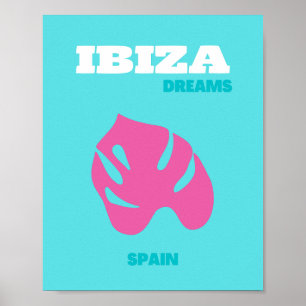 Ibiza, Spanien, Travel Art, Preppy Room Poster