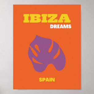 Ibiza, Spanien, Travel Art, Retro Art, Orange Poster