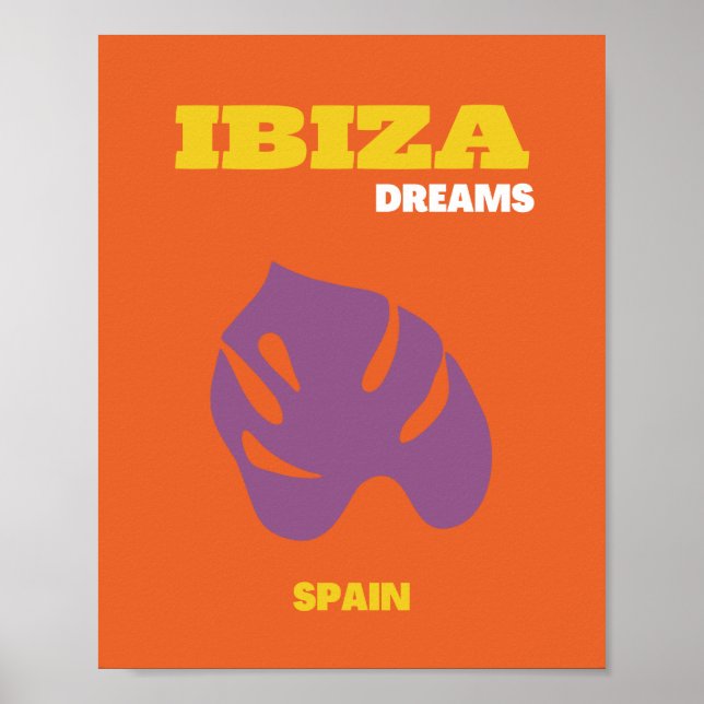 Ibiza, Spanien, Travel Art, Retro Art, Orange Poster (Vorne)