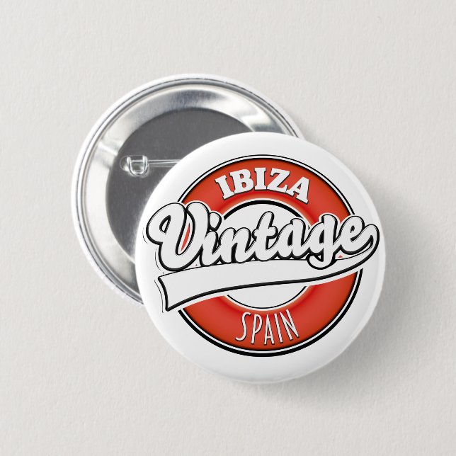 Ibiza Spanien Vintage Style Logo Button (Vorne & Hinten)