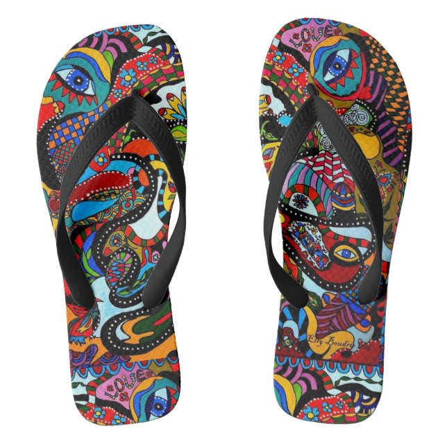 Ibiza stijl volwassen "Flower-Art" Flip Flops (Fußbett)