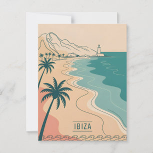 Ibiza Vintag minimalistisch Postkarte