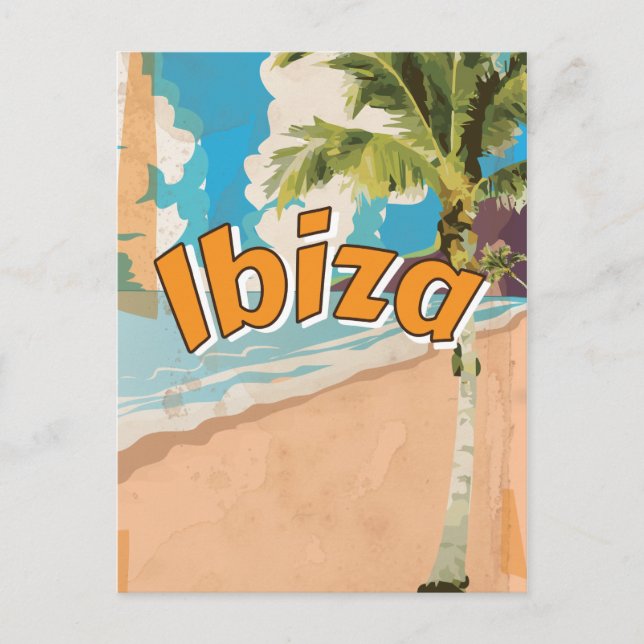 Ibiza Vintager Urlaub Poster Postkarte (Vorderseite)