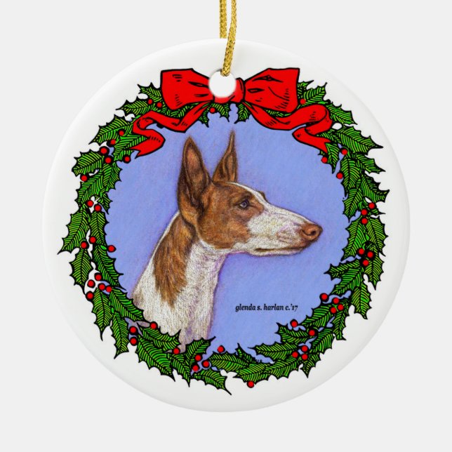 Ibizan Hound Art von Glenda S. Harlan Keramik Ornament (Vorne)
