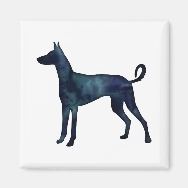 Ibizan Hound Dog Black Watercolor Silhouette Magnet (Vorne)