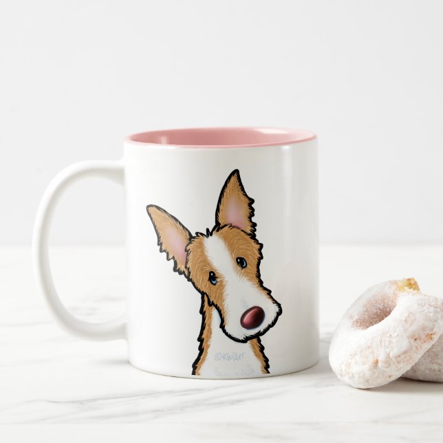 Ibizan Hound KiniArt Zwei-Tone-Tasse Zweifarbige Tasse (Mit Donut)