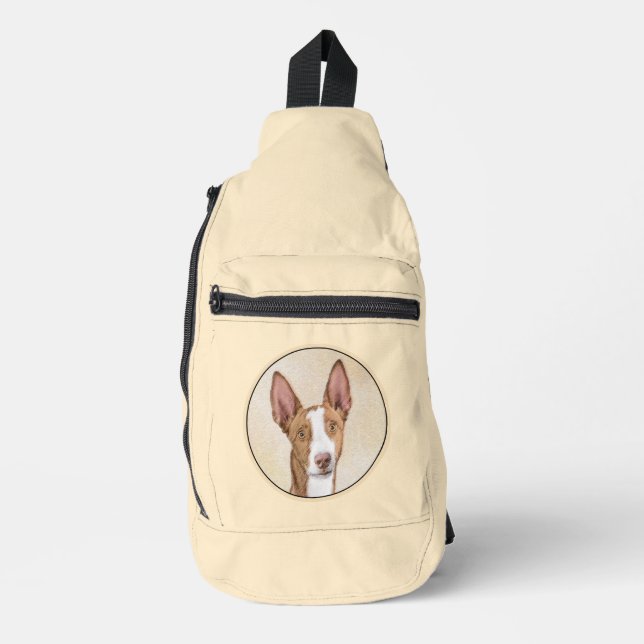 Ibizan Hound Malerei glatt Roter Hund Kunst Crossbody Bag (Vorderseite)