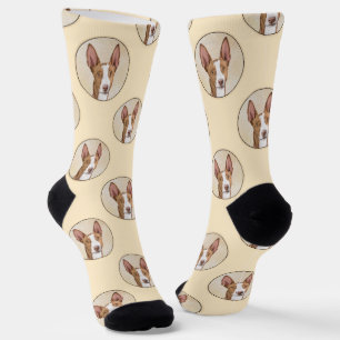 Ibizan Hound Malerei glatt Roter Hund Kunst Socken