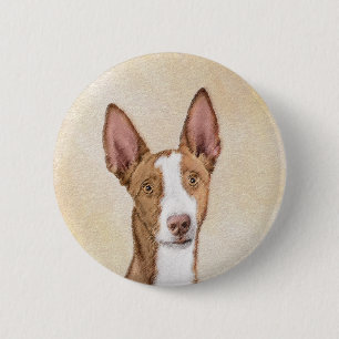 Ibizan Hound Malerei - Niedliche Original Hunde Ku Button
