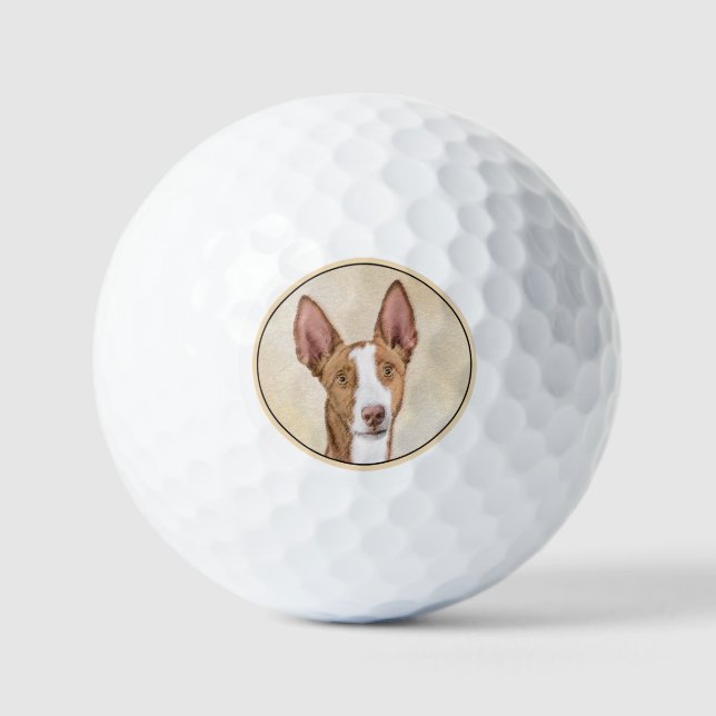 Ibizan Hound Malerei - Niedliche Original Hunde Ku Golfball (Vorderseite)
