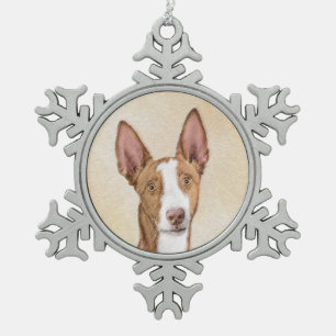 Ibizan Hound Malerei - Niedliche Original Hunde Ku Schneeflocken Zinn-Ornament
