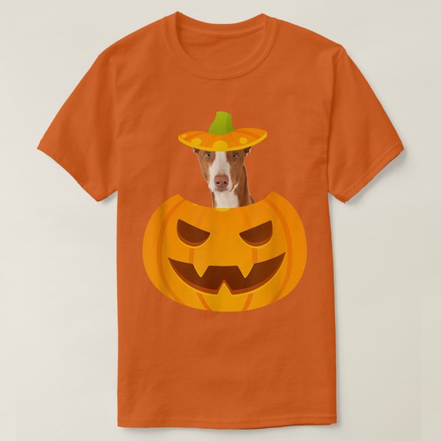 Ibizan Hound Peeking aus JackoLantern T-Shirt (Design vorne)