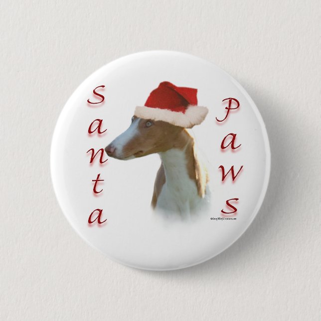 Ibizan Hound Santa Paws Button (Vorderseite)