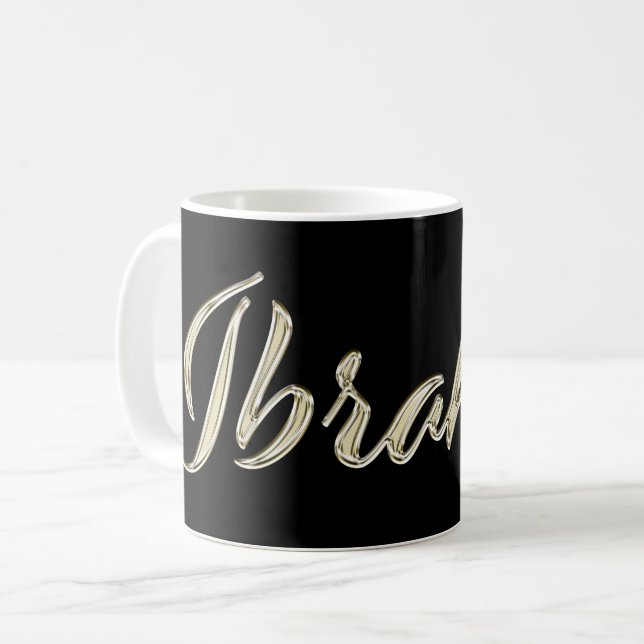 Ibrahim Name whitegold Tasse Teetasse Kaffeetasse (Vorderseite Links)