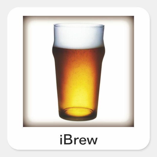iBrew Ale Glass Quadratischer Aufkleber (Vorderseite)