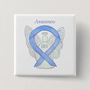 IBS Awareness Ribbon Periwinkle Guardian Angel But Button