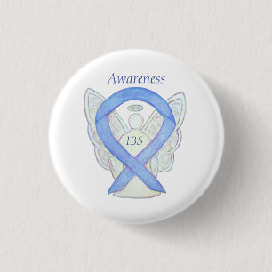 IBS Awareness Ribbon Periwinkle Guardian Angel But Button