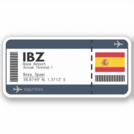 IBZ Ibiza Airport Boarding Pass - Spanien Reisen Aufkleber