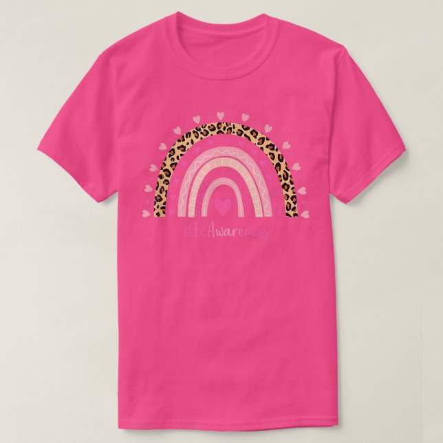 Ic Awareness Pink Heart Leopard Rainbow II Krieger T-Shirt (Design vorne)