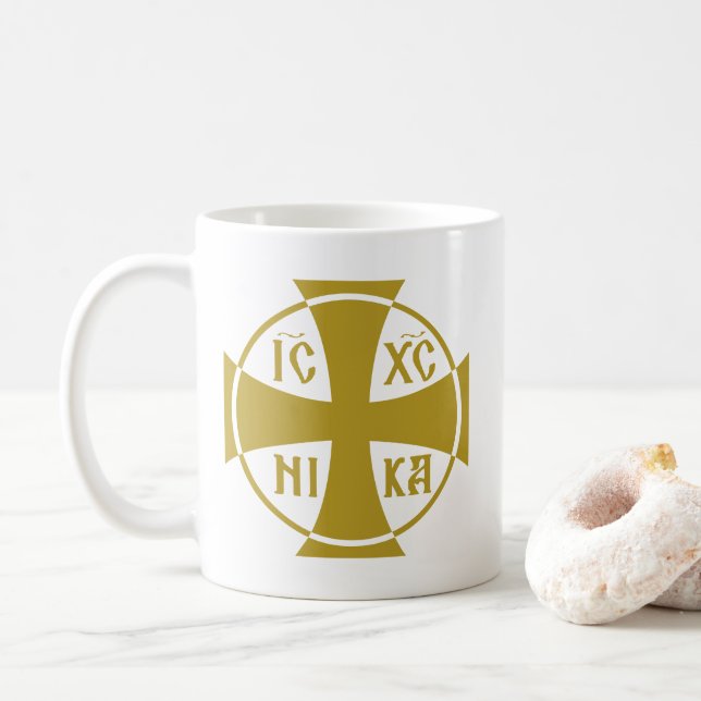 IC XC NIKA Christogramm Jesus Christus Eroberung Kaffeetasse (Mit Donut)