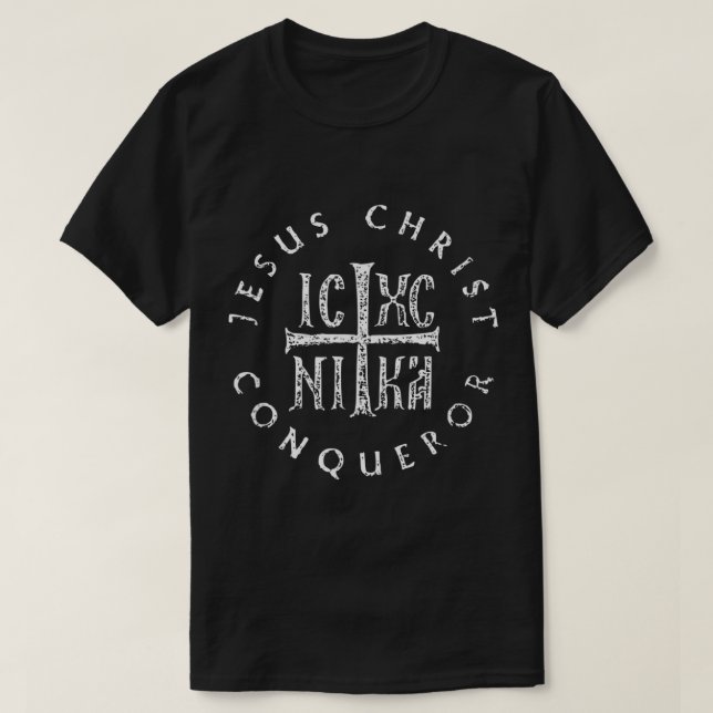 IC XC NIKA Cross Christogram Orthodox Christlich T-Shirt (Design vorne)