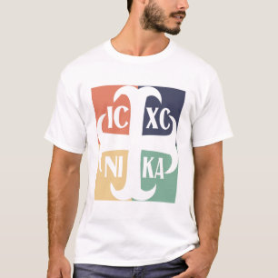 IC XC NIKA Cross Colorful Christogram Retro Gesche T-Shirt