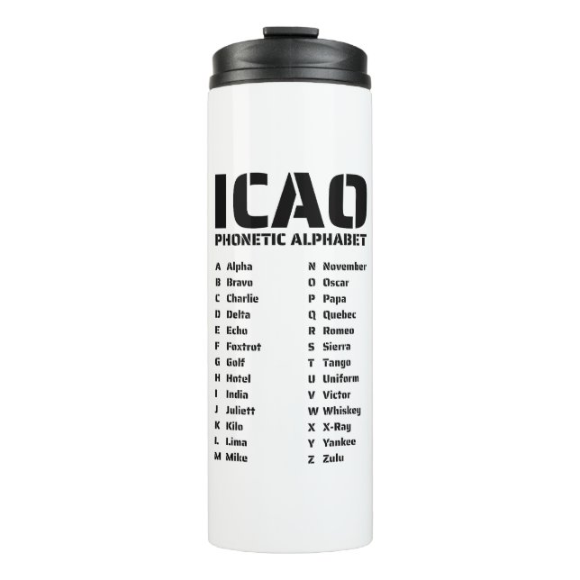 ICAO-Alphabet-Code Thermosbecher (Vorderseite)