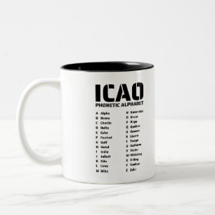ICAO-Aussprachealphabet Zweifarbige Tasse