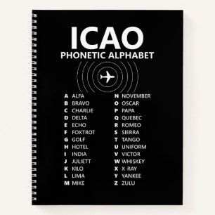 ICAO Buchstabiertafel Militär – Black Edition Notizbuch