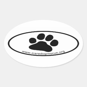 ICARE Hunderettungs-Hundetatzen-Druck Ovaler Aufkleber