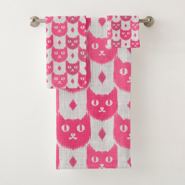 Icat ikat pink pattern badhandtuch set (Insitu)