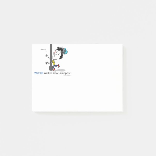 ICD-10: W22.02 ging in Laternenpfahl Post-it Klebezettel (Vorderseite)