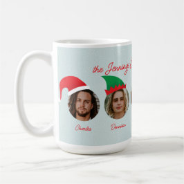 Ice Blue Christmas Crew Santa Elf hat fünf Fotos Kaffeetasse