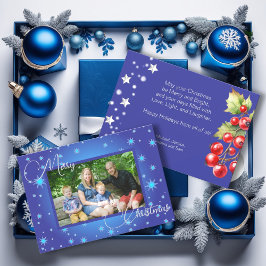 Ice Blue Family Foto Weihnachtsgrüße Feiertagskarte