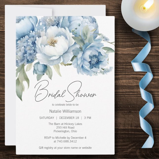 Ice Blue Floral Brautparty Einladung (Von Creator hochgeladen)