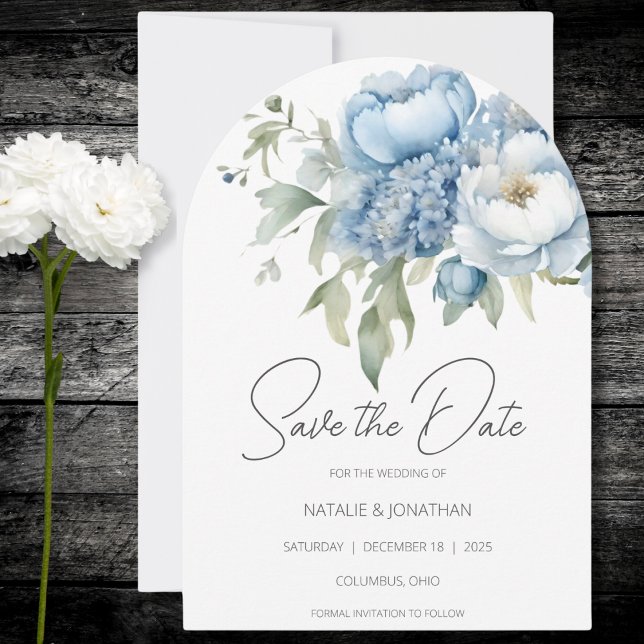 Ice Blue Floral Save the Date Einladung (Von Creator hochgeladen)