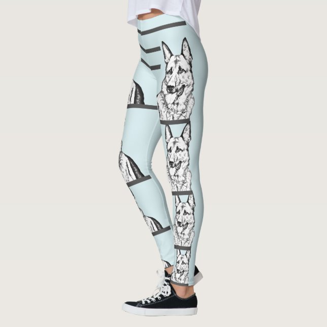 Ice Blue German Shepherd Dog Leggings (Links)